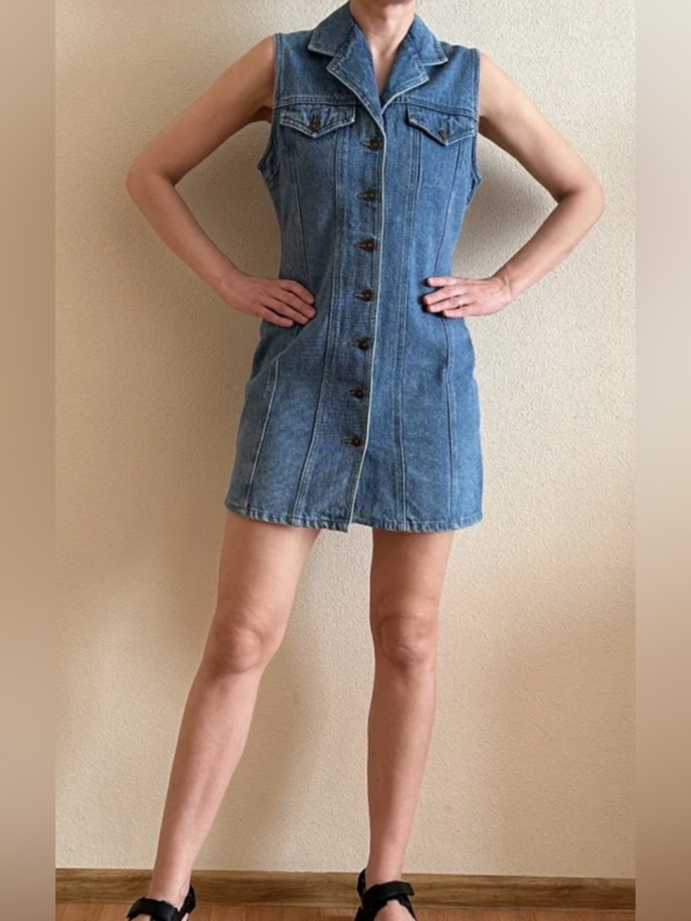 SPEED Control Denim Jean Button Down Dress. Size S/M